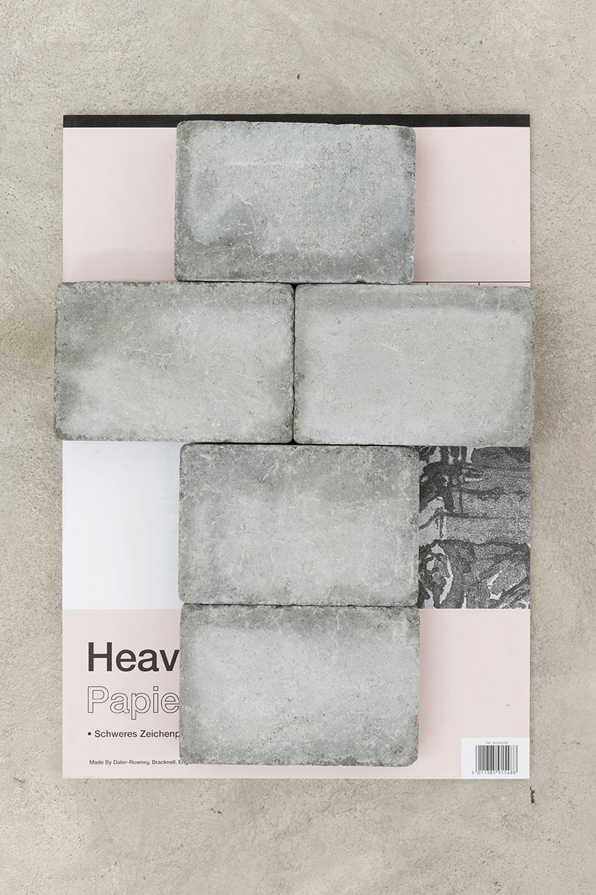 Heavy Weight, 2015, Concrete bricks, drawing pad Cm. 5.5 x 59,4 x 42, Edition of 3